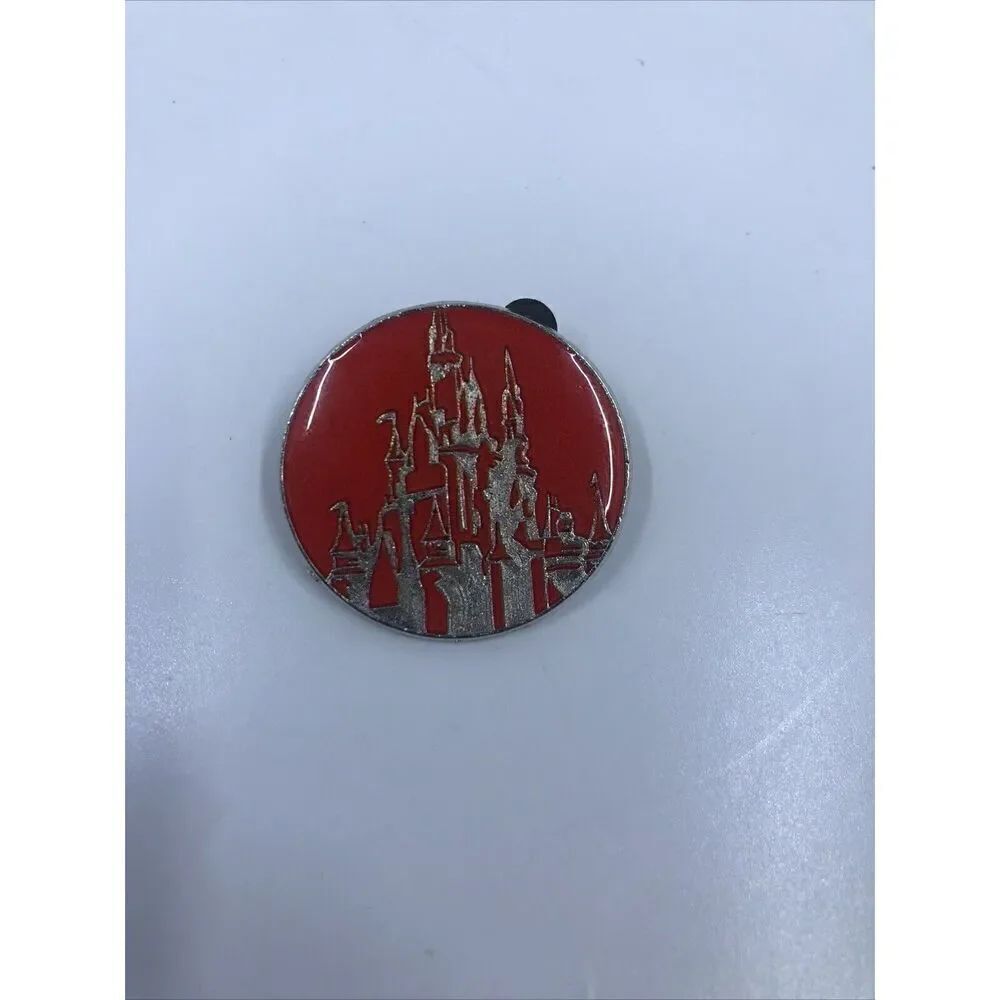 Disney Trading Pin 2011 Disney Parks Red Silver Castle World Icons